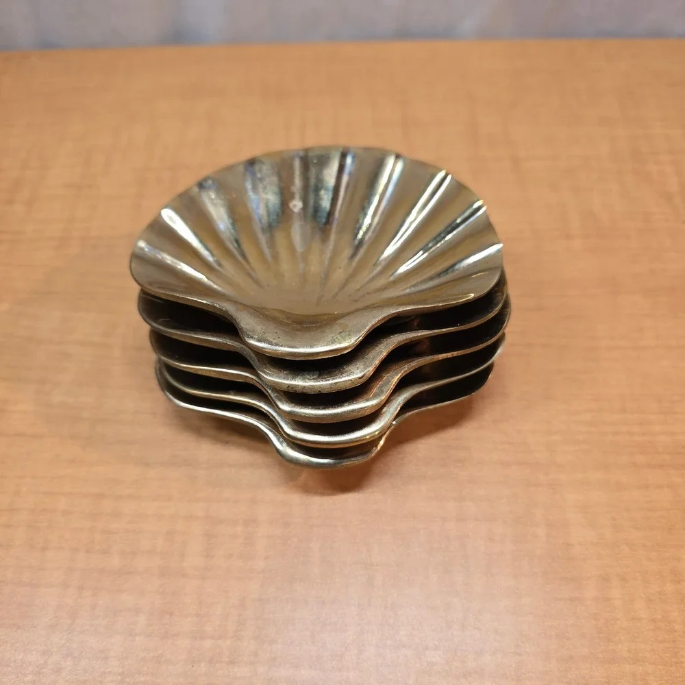 Small Heavy Brass Seashell‎ Trinket Ring Soap Dish 4